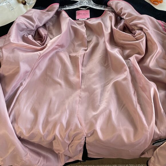 Kate Spade Black Wool Blend Coat Jewel Button Coat Large Designer *No Fur Collar - Picture 8 of 9